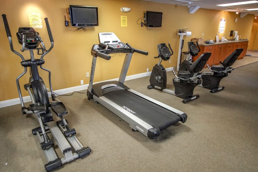 Photo of exercise machines including treadmill, and ellipticals