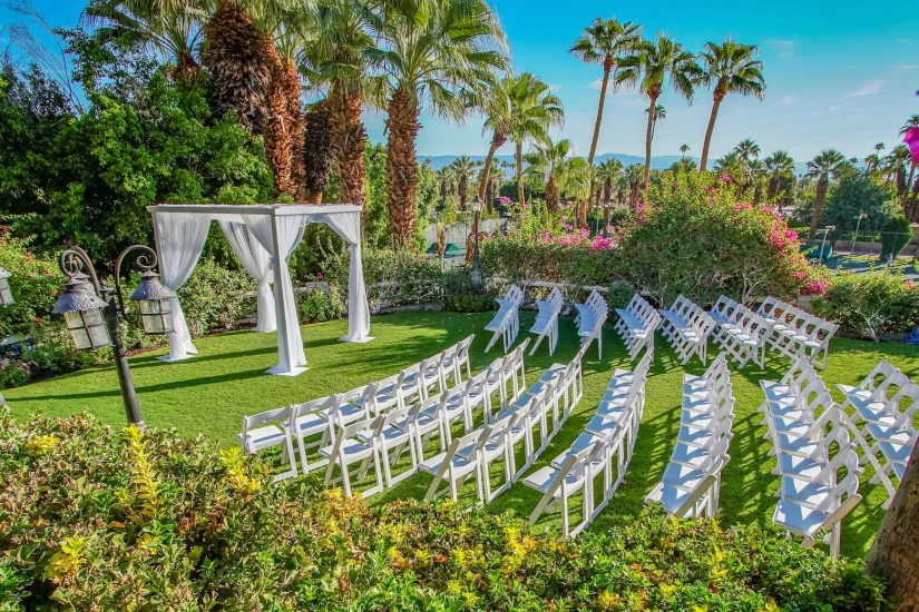 Photo of Exterior Grounds with many white chairs